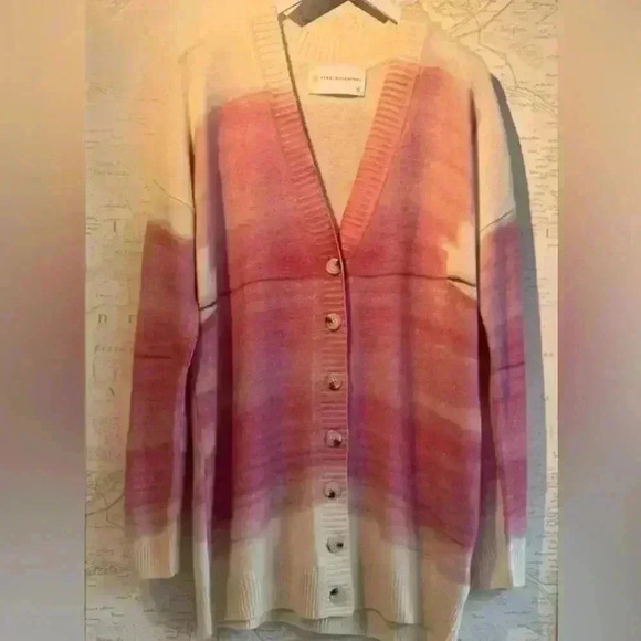 New Kerri Rosenthal Oversized Cardigan, Pink:Cream Size M - Picture 1 of 11